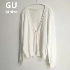 GU Vネック 長袖カーディガン Mサイズ ホワイト