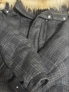 ウール混紡 チェック柄 ダウンジャケット