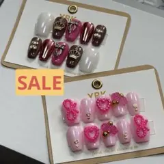 2セット まとめ買い、ブラウン レッド マグネットネイル パール ストーン