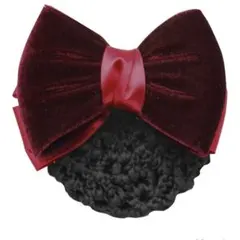 シニヨンネット 大きなリボン付き レッド✨ベロア素材✨