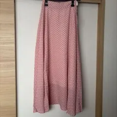 ドット柄 フレアスカート ピンク Mサイズのサムネイル