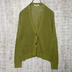 ユニクロレディースメッシュショートカーディガングリーンLLサイズ　s179h97