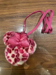 ピンクヒョウ柄ミニーマウスポーチ