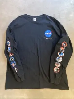 古着 ロンT NASA 袖プリ 90s 00s ブラック
