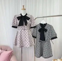 evelyn フロントリボンロンパース ピンク