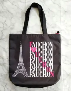 FAUCHON エッフェル塔 ファスナー付き トートバッグ 黒 ピンク 高島屋