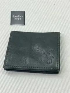 ポロラルフローレン　ダークグリーン レザー コインケース ロゴ入り