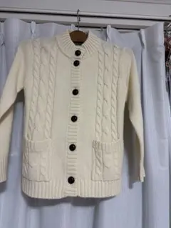 アイボリー ケーブル編み カーディガン（130）