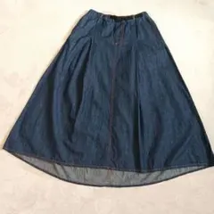 ニコアンド デニムロングスカート サイズ③ タックフレア インディゴ