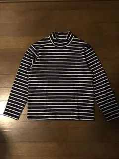 【130】ユニクロ キッズ 長袖Tシャツ ボーダー ネイビー ホワイト