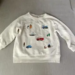 プティマイン　刺繍付きホワイトトレーナー　100cm