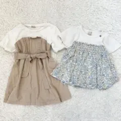 プティマイン　女の子　ワンピース　チュニック　半袖　花柄　春　夏　100 110