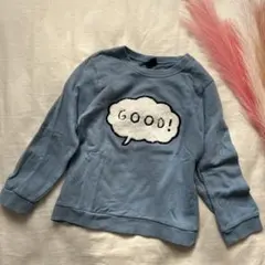 美品110㎝BACK & FORTH 綿100%青色 トレーナー 雲刺繍　水色