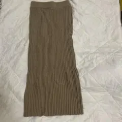 ベージュ リブ編み タイトスカート