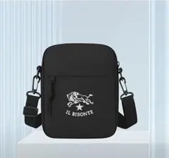 プリントロゴ ブラックショルダーバッグ