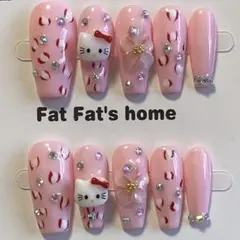 Sサイズ 猫ちゃんネイルチップ ピンク