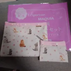 新品　マキア2026年４月号付録　レスポーサック　猫×桜柄　大小ポーチ2点セット
