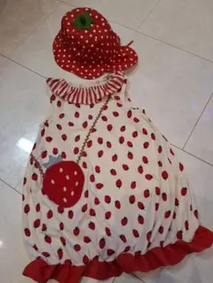 BABY CHEER いちご柄ワンピース＆帽子セット 100cmのサムネイル