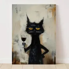 ポスター　インテリア　乾杯猫　3040 キャンバスアート　ミッドセンチュリー