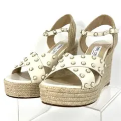 未使用Jimmy Choo パール装飾 ウェッジサンダル 38 エスパドリーユ