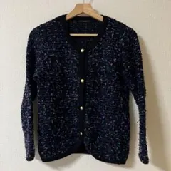 SHIPS ボタン付き　カラーミックスツイード調ニットカーディガン　シップス