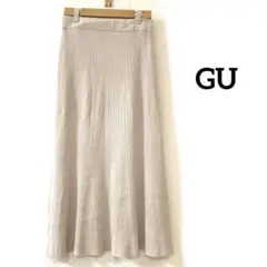 ジーユー GU リブニットロングスカート　ウエストゴム　グレージュ　M