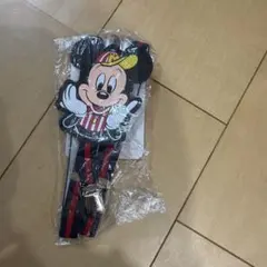 【新品未使用】ミッキーマウス サスペンダー 赤黒