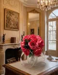 ピンクの造花ウェディングブーケ