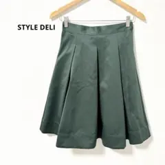 STYLE DELI タックスカート M 深緑 グリーン 膝丈 サイドファスナーのサムネイル