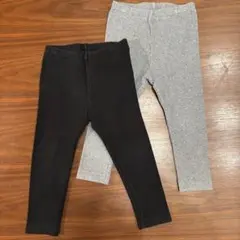 UNIQLO 黒とグレー リブレギンス 10分丈 90cm 2点セット