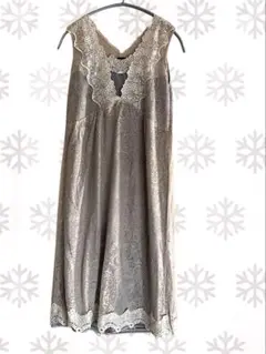 グレー レース ノースリーブワンピース　エレガント　パーティ