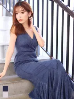 Jewels グリッター ラメ ノースリーブ ロングドレス S