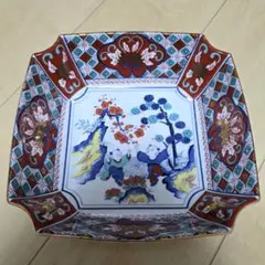 柴田陶器 角鉢 古伊万里　染錦唐子紋　菓子鉢 盛鉢