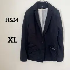 H&M 【XL】 テーラードジャケット ブラック 1つボタン フロントポケット