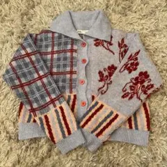 【ZARA】ニット　ジャガードカーディガン　パープル