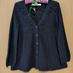 【超美品】ピンクハウス　お花モチーフAラインカーディガン