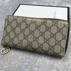 GUCCI グッチ　長財布　ラウンドファスナー　PVC　GG総柄　レザー