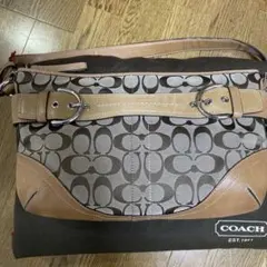COACH 2Way ショルダーバッグ　シグネチャー　ベージュ系
