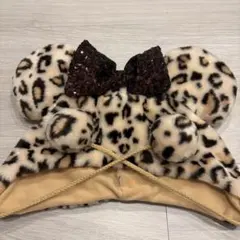 ファンキャップ　ヒョウ柄　ベージュ　ミニー