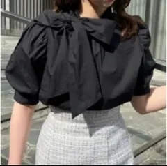 NICE CLAUP パフスリーブ2WAYボウタイブラウス
