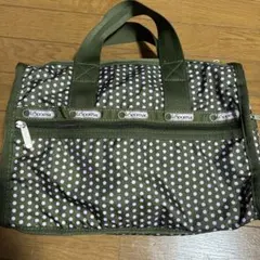 LESPORTSAC ボストン型　カーキ×パープルドット