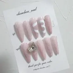 現品　ネイルチップ　ワンホン　フラッシュ　韓国　フレンチガーリー　スナ系