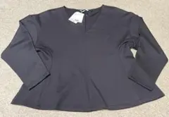 新品 H＆M Vネック カットソー 黒 長袖トップス XL