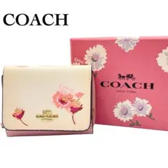 極美品 箱付 COACH 三つ折り財布 ラウンドファスナー ミニウォレットのサムネイル