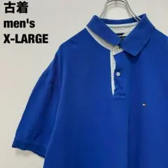 古着 TOMMY HILFIGER ポロシャツ ビッグサイズ 青 XL
