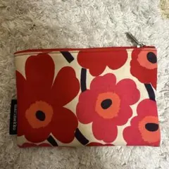 マリメッコ 花柄ポーチ 赤