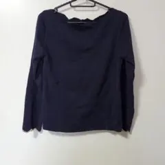 ネイビー オフショルダー ニット 長袖