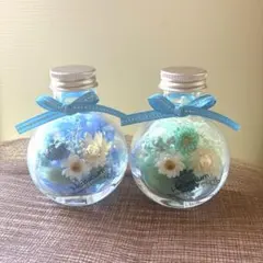 ティファニーブルー＆淡いピンクのハーバリウム ねこ瓶 - メルカリ