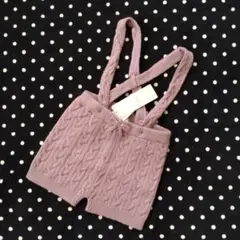 【新品】petit main サスペンダーニットパンツ M