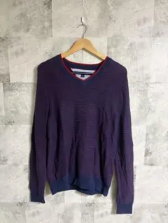 Tommy Hilfiger ボーダー Vネック コットンセーターのサムネイル